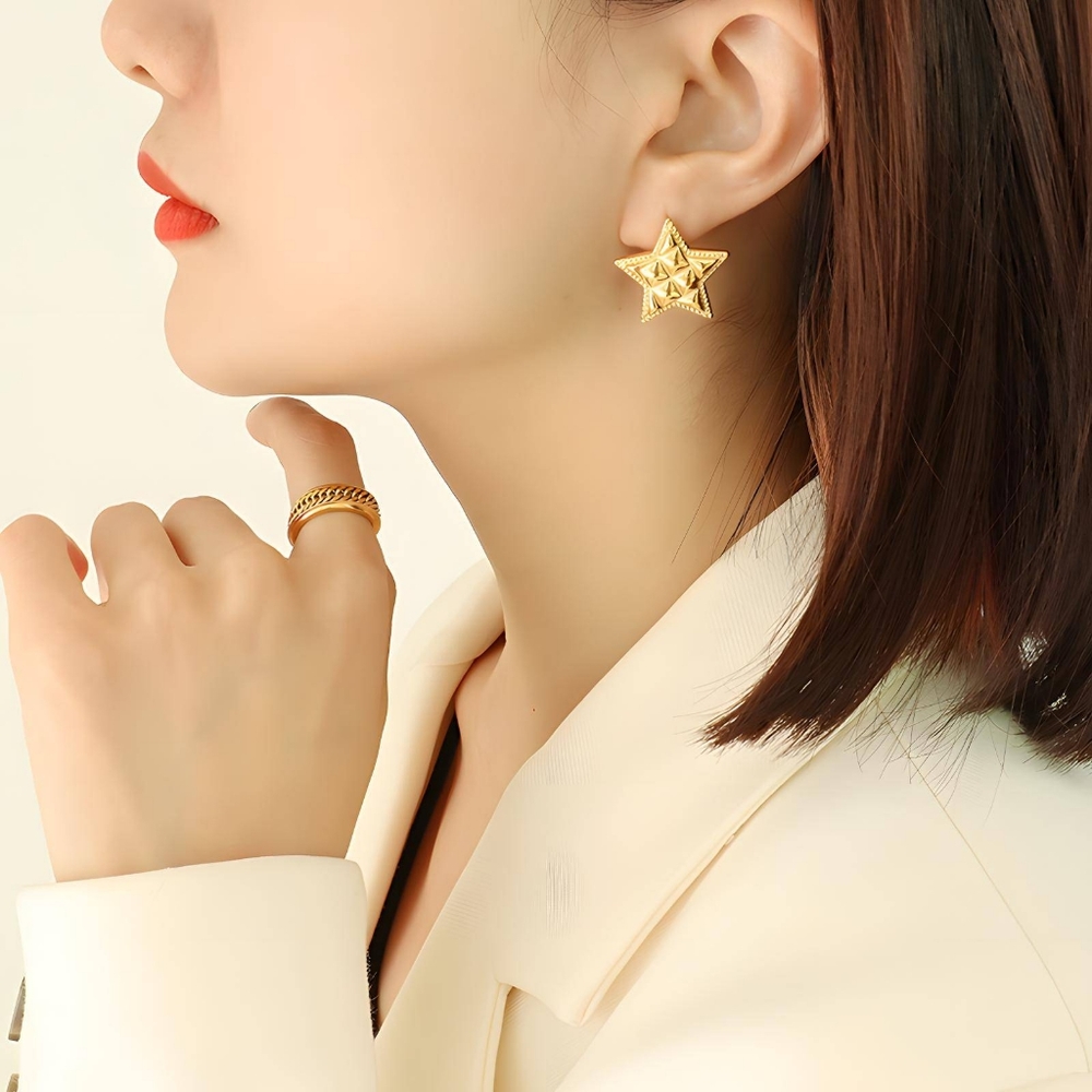18k Gold Plated Star Stud Earrings - NWT